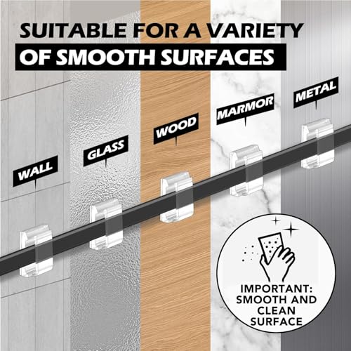 Image of AGPTEK 100 Cable Clips Self Adhesive Adjustable Premium Acrylic Cable for Electric Wire Storage Cable Ties for Office / PC / Charger / Lamp / LED Strip / Car / Home - Transparent