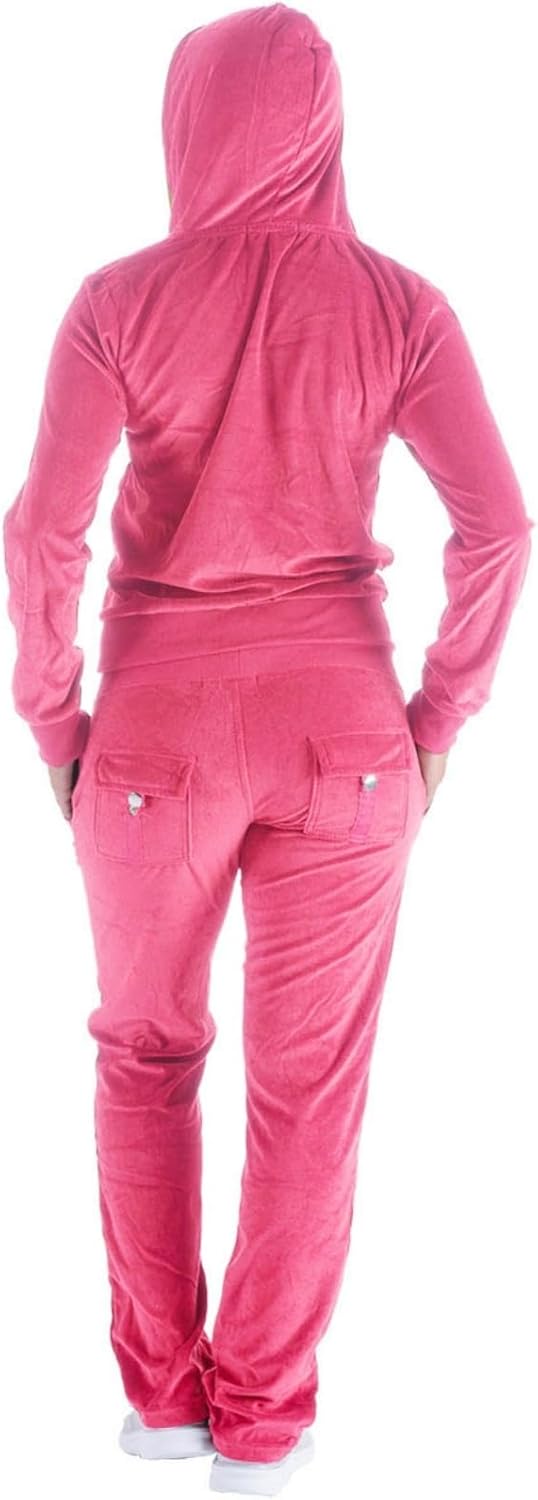 LeeHanTon Sweat Suits for Women Set Comfortable Sweat Outfits Workout Suit Zip Velour Hoodie and Jogger Sport Suit - Image 3