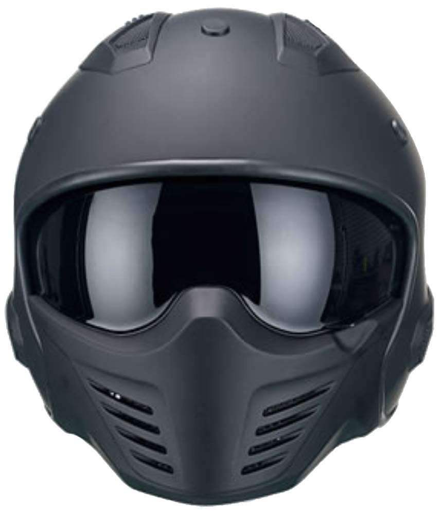 Motorradhelm Jethelm Helm RALLOX 726 matt schwarz mit ansteckbaren Kinnteil S M L XL