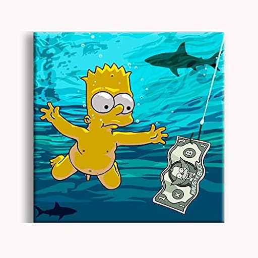 Lienzo Bart Simpson - Cuadro impresión sobre lienzo con marco de madera (80 x 80 cm) | Ya disponible en tu tienda friki favorita! En mundofriki.es!