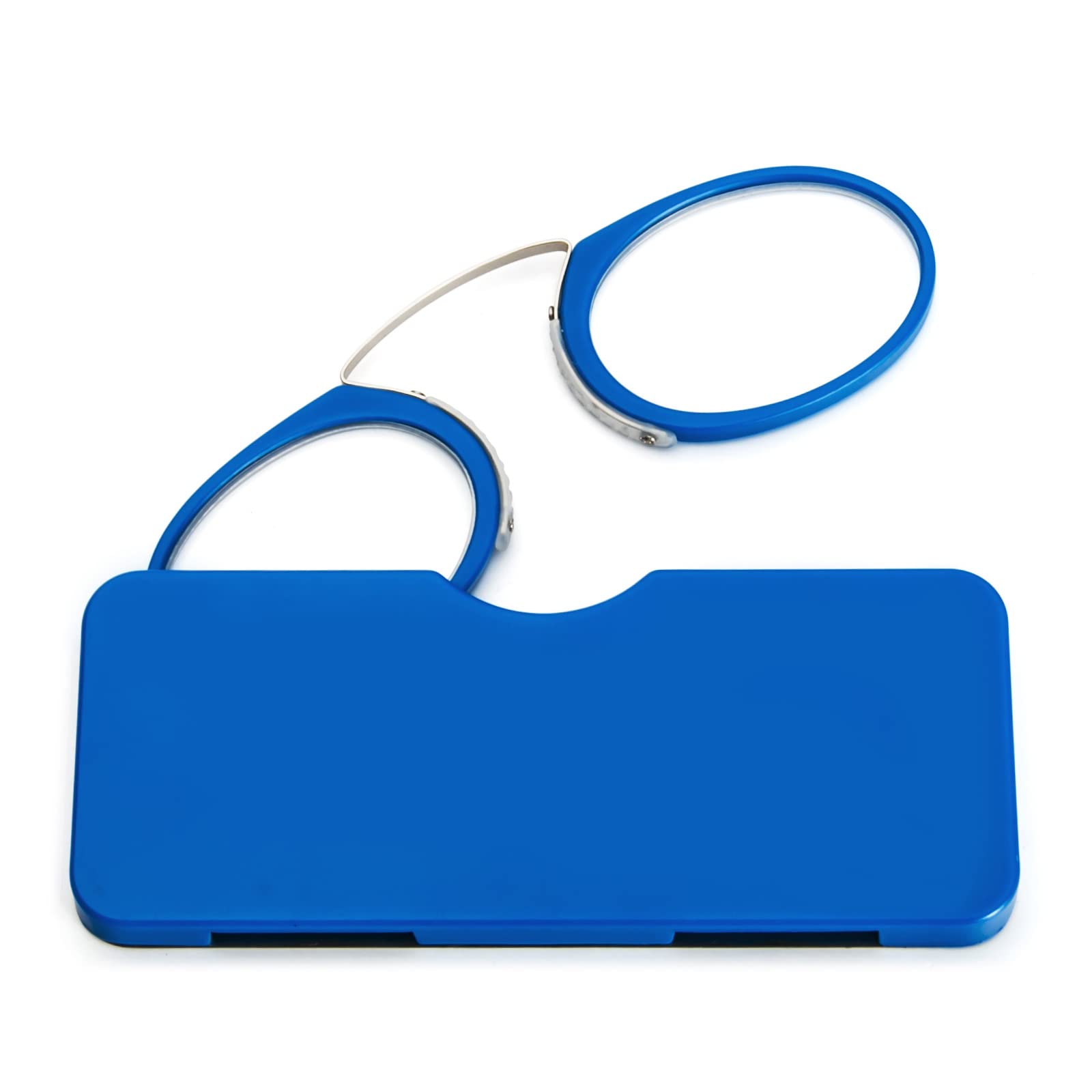 KoKoBin Unisex Lesegläser Kompakte Sehehilfe Mini Nose Clip Bügellose Lesebrille Rutschfest Lesehilfe- Immer griffbereit(Lichtblau，+2.5)