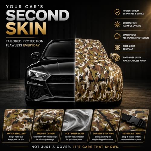Image of Back-Boo Heavy Waterproof Celerio Car Cover | Polyester Car Body Covers for Rain & Sun | UV Protection, Dustproof, Scratch Resistant, Windproof, Heat Resistant, Custom Fit - (Jungle)