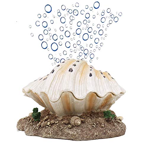 Ulifery Aquarium Shell Decoration with Air Stone Bubble Tropical Clam Ornament