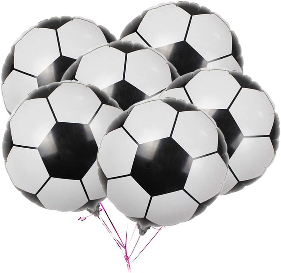 Oumezon 20 globos de helio en forma de balón de fútbol, de aluminio, decoración de fútbol, para fiestas, decoración de cumpleaños infantiles, decoración para niños