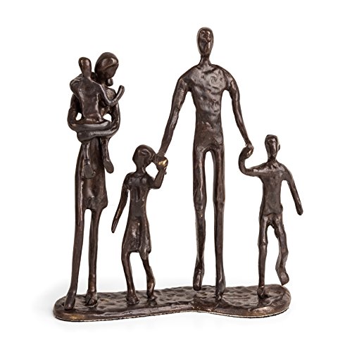 Figura decorativa familia de cinco en metal bronce miniatura 1