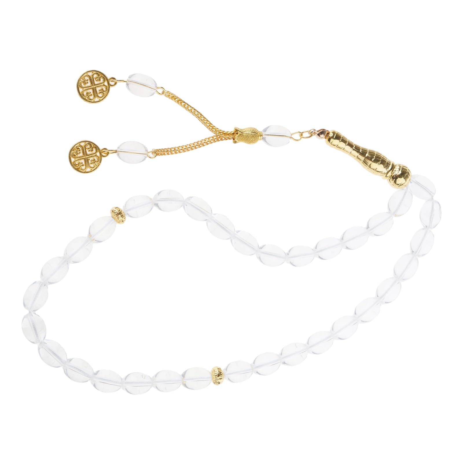 ZBIianxer Oval Shape Muslims Rosary Beads Tasbih with Gold Tassels Design Perfect for Prayers Worship and Religious Gathering Muslims Prayer