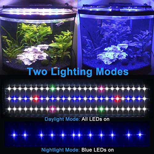 MingDak Full Spectrum LED Aquarium Light,Fish Tank Light with Aluminum Housing Extendable Brackets,White Blue Red Green LEDs for Freshwater Plants,30 to 36-inch,6500K - Thumbnail 2