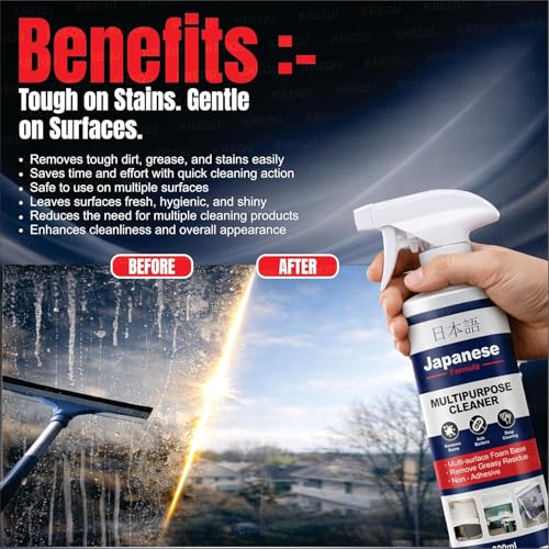 Image of Japanese Multipurpose Cleaner Oxalic Stain Removal Spray for Tiles, Sink, Bathroom, Floors & Hard Surfaces, Easy-to-Use Spray Bottle for Household Surface Cleaning 300ml (1 Pack)