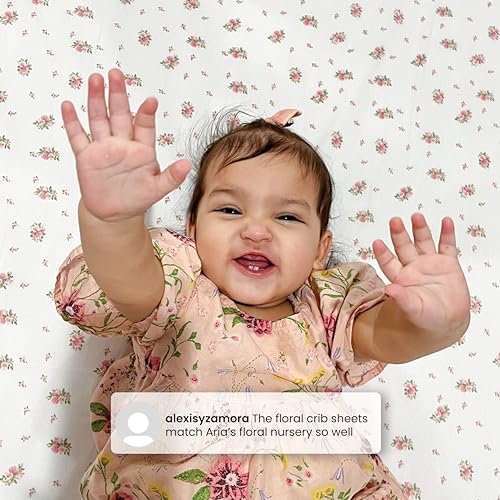 Image of Delta Children Fitted Crib Sheets for Girls and Boys - Crib Sheet for Standard Crib and Toddler Mattresses - 28x52 Inch Pink Floral (Pack of 24)