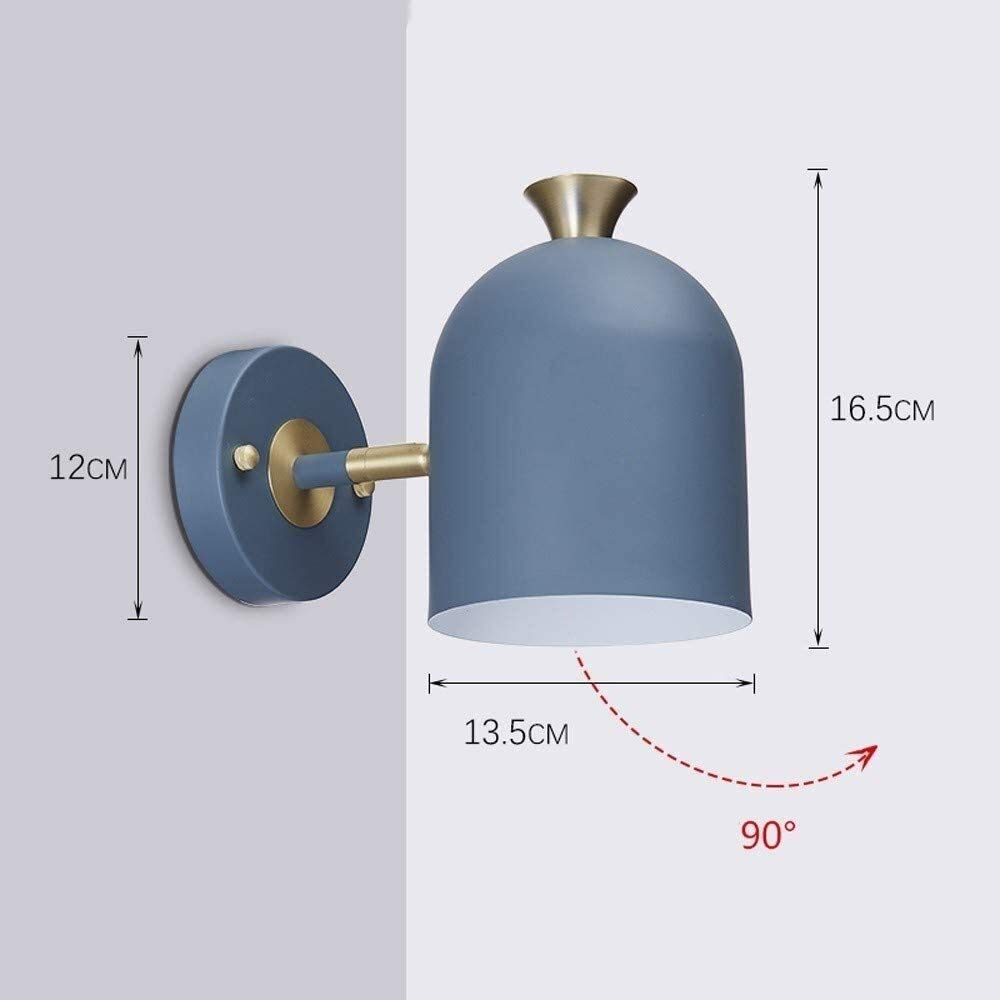 Innenwandleuchte 3W-40W Wandleuchte Persönlichkeit Eisen Metall Lampe Wandleuchte Nordische Moderne Einfachheit Schlafzimmer Nacht Leselampe Edison E27 Wohnzimmer Drehbare Wandbeleuchtung (Color :
