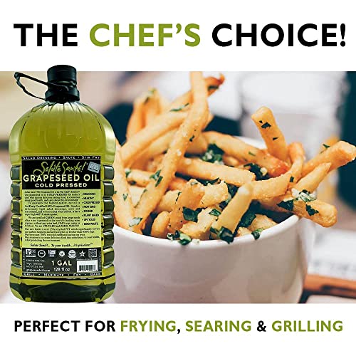 Image of Salute Sante! Cold Pressed Grapeseed Oil - 1 Gallon, 2 Pack - Healthy Non-GMO Cooking Oil for High Heat, Frying, Baking, Marinades & Dressings - Vegan, Kosher, Heart-Healthy Culinary Essential