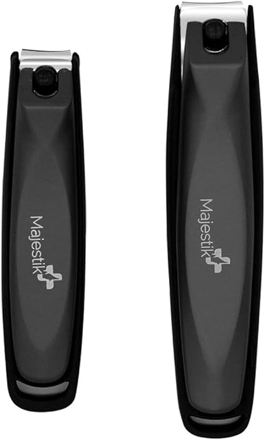 Nail Clippers Set - Professional Stainless Steel Fingernail & Toenail Clippers with Nail Catcher - Curved Edge Design & Rust Proof Nail Cutter for Thick Nails