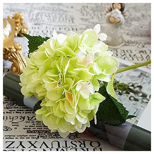 Konstgjorda blommor Billiga Silke Hortensia Brudbukett Bröllop Hem Nyår Dekoration Tillbehör för vasplanter Arrangemang (Färg: Grön) Huvudbonader
