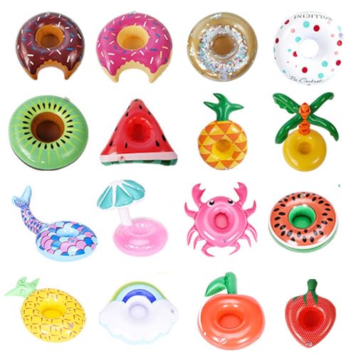 E-TING 5Pcs Random Swim Ring Fun Swimming Pool Float Raft Lilo Lifebuoy for 11.5 inch Dolls Inflatable Floating Drink Holders
