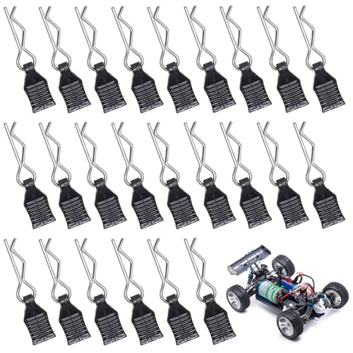 Greacesrio - 24 Pièces de Corps RC Clips Bent Springy R Pins, Clips de Carrosserie RC en Forme de R, pour 1/18 1/16 18859 18858 16889, RC Modèle Bent Body Clip Accessoire H166 (Noir)