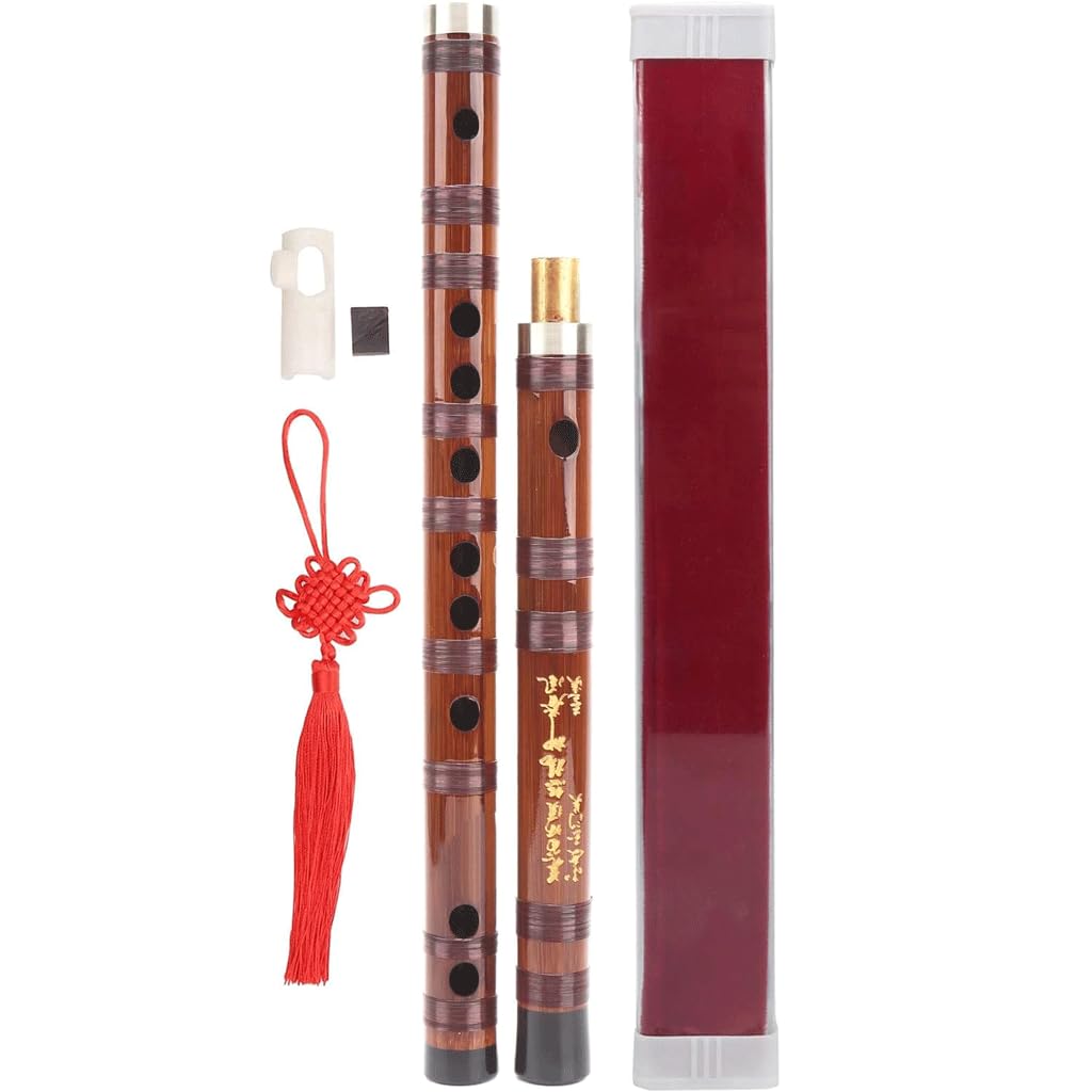 Flauta de bambú Flauta amarga seca Flauta de bambú Conjunto de instrumentos orquestales tradicionales con caja de almacenamiento Kit de flauta