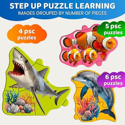 Image of QUOKKA Step Up Magnetic Puzzles for Toddlers 1-3, Ocean Puzzle Set in One Book, Travel Games for Kids 3-5, Screen Free Toy for Toddlers and Preschoolers