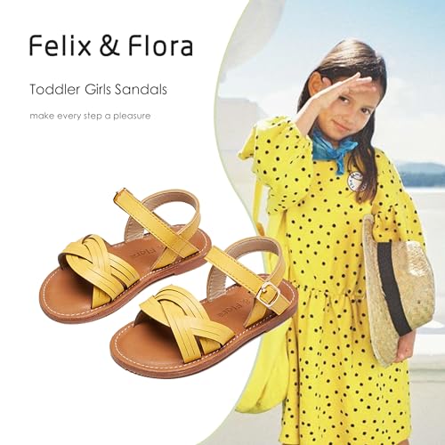 Image of Felix & Flora Toddler Girl Sandals -Flower Girl Dress Shoes Open Toe Little Kid Flats