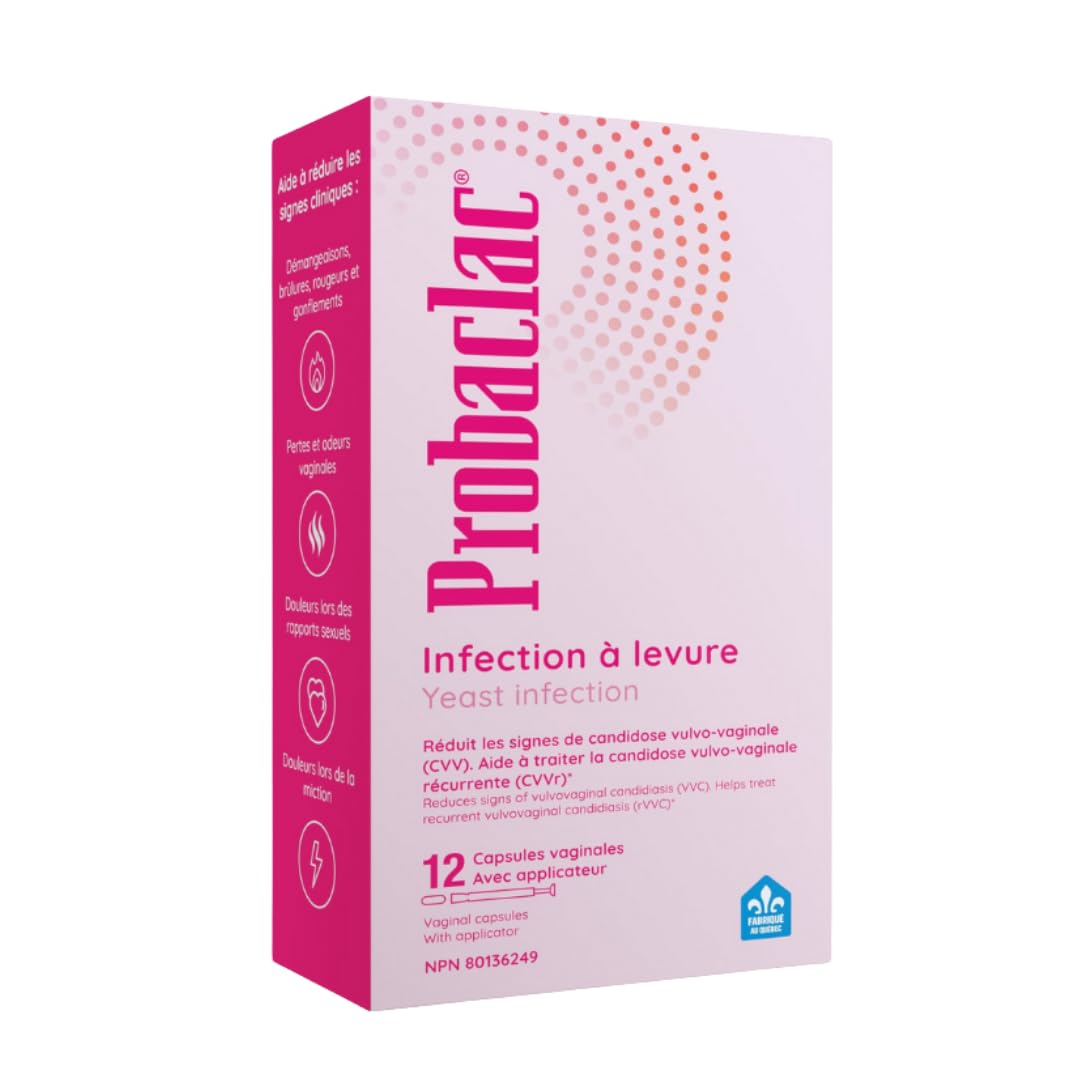 Probaclac Vaginal Probiotic Capsules for Yeast Infection Treatment & Balance Support, Helps Maintain Intimate Flora, Helps Treat (rVVC) , (12) Vaginal Capsules with Applicator, Dairy Free, Gluten Free, Soy Free (1)