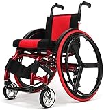 CVNIMV Silla de Ruedas Deportiva Manual Plegable con Ruedas Desmontables Silla de Ruedas Deportiva Ocio Silla de Transporte con Ruedas Grandes Silla de Ruedas Ligera (Rojo)