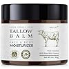 Beef Tallow and Honey Balm for Skin: Whipped Grass Fed Beef Tallow Balm Moisturizer with Raw Honey and Olive Oil for Face and Body - Natural Cow Fat Cream Unscented