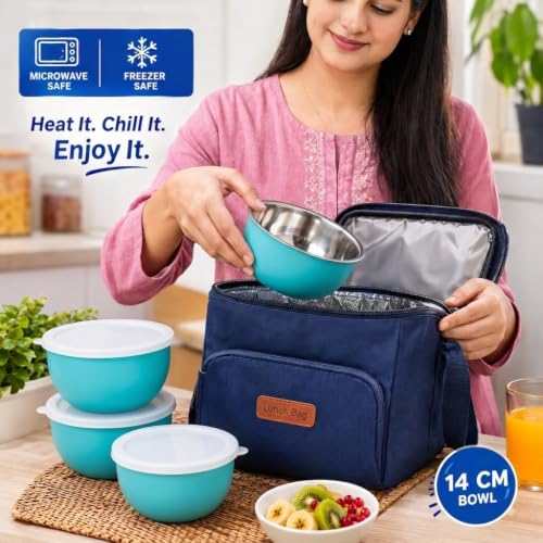 Image of Zaib Stainless Steel Microwave Safe Serving Bowl 500 ml, 14 cm