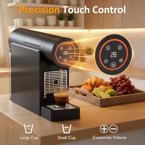 RoyalCraft Espresso Pod Machine for Home, Capsule Coffee Maker for NS Original Pods, 20 Bar Single Serve Mini Pod Maker with 22oz Removable Water Tank, Adjustable Cup Tray for Home & Office, Black - 2