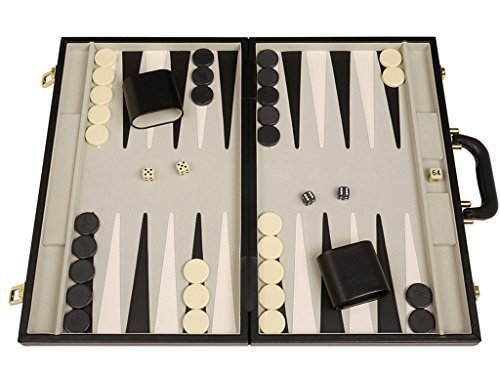 Deluxe Backgammon Board Set - (Black Attache Case) - 15x10