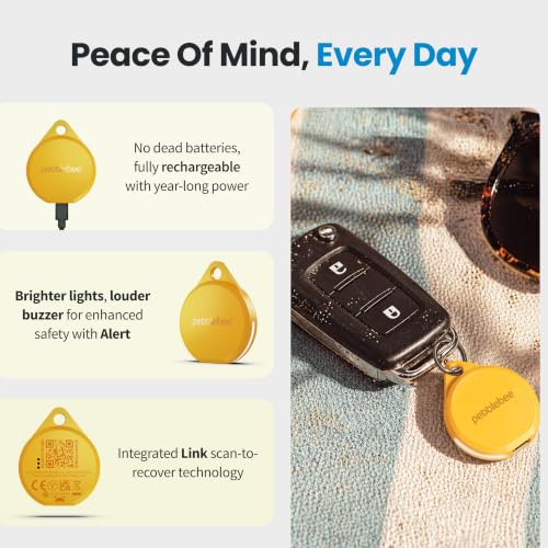 Image of Pebblebee Clip 5 | Rechargeable Bluetooth Tracker Tag for Keys | Alternative to Air Tag & Android Trackers | 130 dB Siren, Bright LED Strobe, 12-Month Battery, Alert Safety Mode | Creamsicle Crush