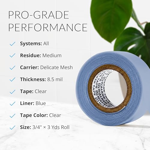 Image of Walker Tape Lace Front Support Tape Roll 3 /4 inch x 3 Yards, Double Sided Wig Tape for Lace Systems, Toupees, and Tape in Hair Extensions Human Hair, Hypoallergenic Dull-Finish Hairpiece for 2-3 Week Wear