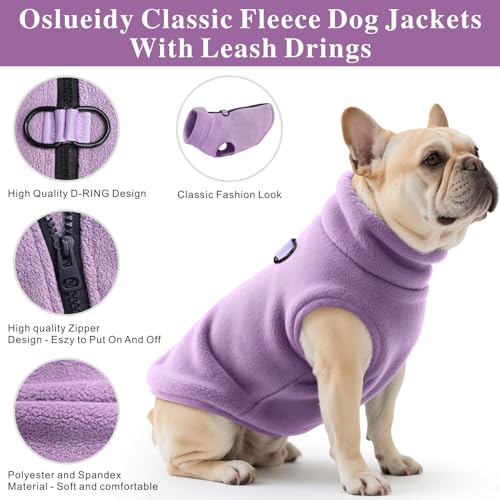 Oslueidy Hundemantel Fleece Hunde Jacken Hund warme Mäntel Winter Haustier Kleidung Hoodies Pullover Jumpsuit Hund Schnee Outfits Weste für kleine mittlere große Hunde XS-XXL (Lila, XXL)
