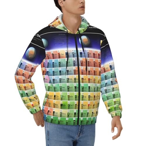 Sweat à capuche zippé homme tableau périodique veste chaude et souple
