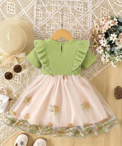 Image of TAGAS Girls Frock Dress | Floral Printed Princess Dress with Full Sleeves, Ruffle Shoulders & Flared Skirt | Birthday Dress for Girls | Wedding & Special Occasion Wear | 1-9 Years