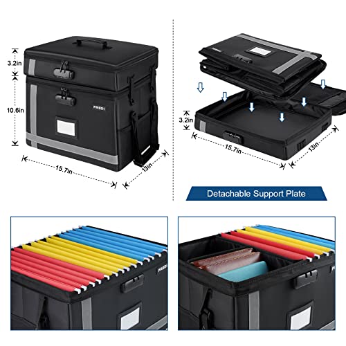 Fredi Fireproof Document Box With Double Lock 2 Layer File Storage Case Water-Resistant File Cabinet Portable Organizer Bag Collapsible With Reflective Strip For Letter Legal Size Folder Passport Laptop Certificates #TOP4