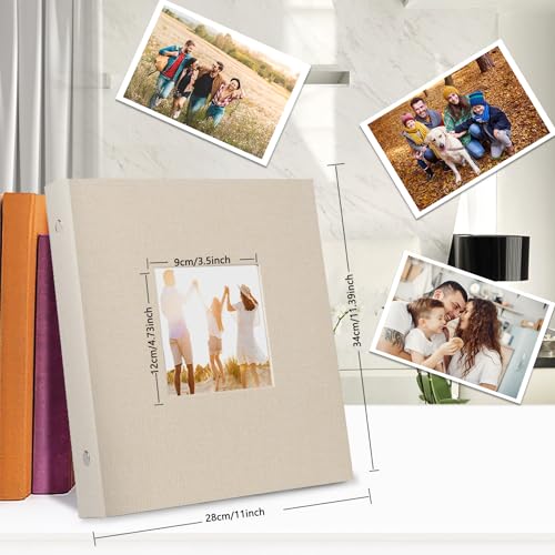Miaikoe Photo Album 6x4 400 Pockets Slip in Large Capacity Album for Family Wedding Anniversary Linen Album Book Holds 400 Vertical 10x15cm Photos(400 Pockets - Image 2
