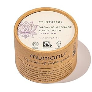Mumanu Organic Massage & Body Balm – Lavender – with Fairtrade Ingredients – 80g (100ml) Luxury Massage Balm – Massage Oil – Massage Wax