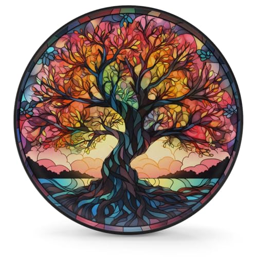 Image of Spare Tire Cover for RV Trailer, Glass Tree Tire Covers Universal Fit for Travel Trailer Camper Jeep RV SUV Truck Waterproof Wheel Cover (16 inch for Diameter 29 inch - 31 inch),A-728