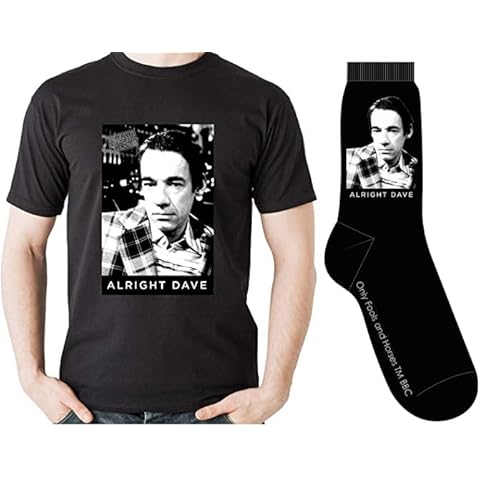 Only Fools & Horses 'Alright Dave' 100% Cotton T-Shirt and 'Lovely Jubbly' Socks Set. Available in Sizes S-XXL (XL) Black Cover