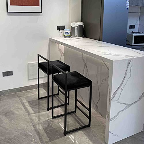 Tabourets de bar noirs de cuisine en velours pour un coin repas convivial - 3