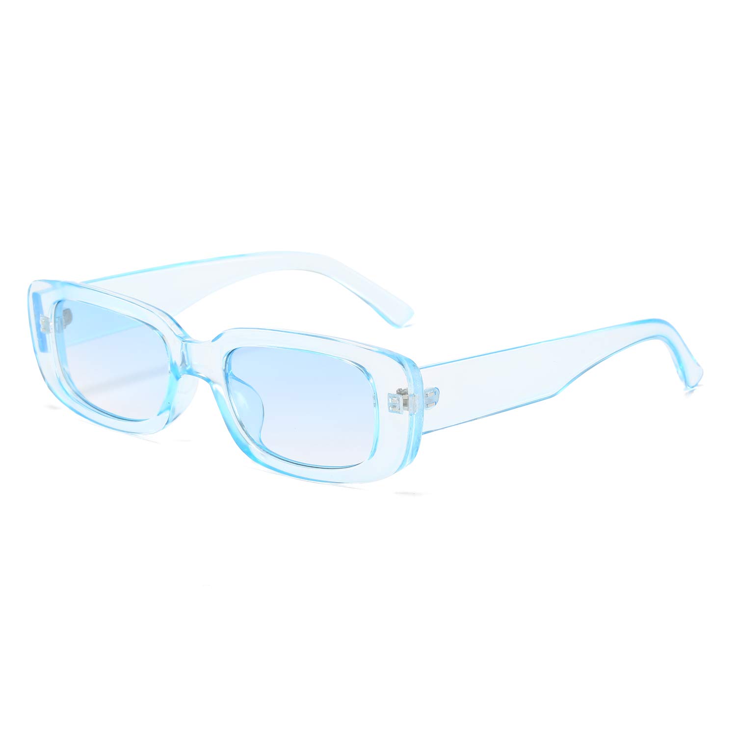 Rectangle Sunglasses for Women Retro Driving Glasses 90€™s Vintage Fashion Narrow Square Frame UV400 Protection, Blue Frame Blue Lens, 1 Pack-image-36