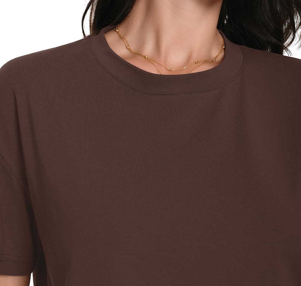 Workout Crop Tops Oversized Tshirts for Women Drop Shoulder Cotton Short Sleeve Tees Boxy Yoga Shirts 2026 - Image 4