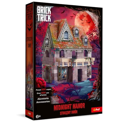 Trefl - Brick Trick: Il Maniero Maledetto/Midnight Manor - Costruisci con i Mattoncini, Mattoncini ECO in Vero Mattone, Riutilizzabili, Kit Creativo per Bambini dai 6 Anni
