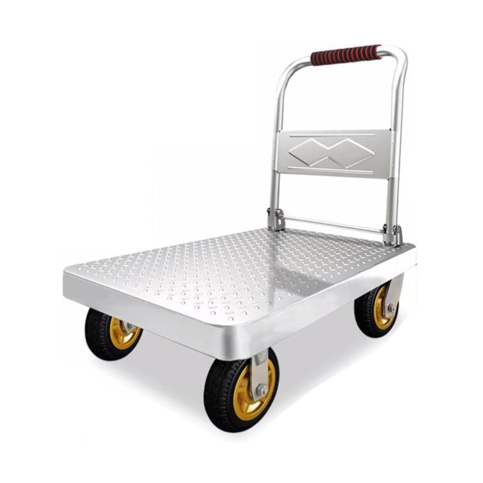Wytrzymała składana platforma wózek ręczny wózek kołowy płaski do magazynów garaży i ogrodów Metalowy wózek transportowy (rozmiar: 90 x 60 cm)