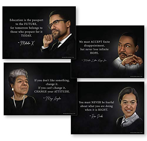 Black History Month Decorations (Set of 4 Powerful Black History Posters) Set Includes