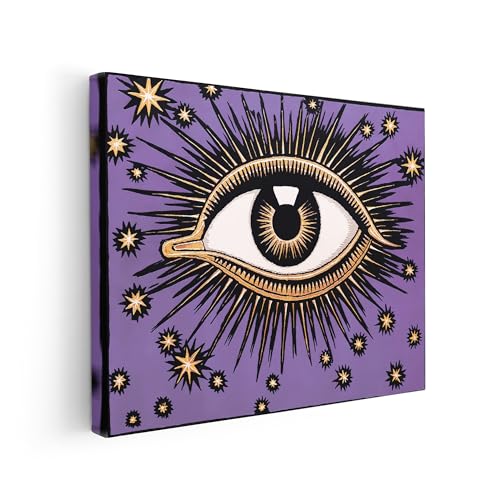 Image of Poster Master All Seeing Eye Canvas - Retro Mystic Eye And Stars Print - Celestial Art - Gift for Men, Women - Mythology Art - Decor for Bedroom, Living Room, Office - Available in 8x10 to 30x40