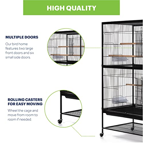 Prevue Pet Products Wrought Iron Flight Cage with Stand, Large Birdcage for Pets, Metal Cage Standing Birdcage, Black… - Image 4