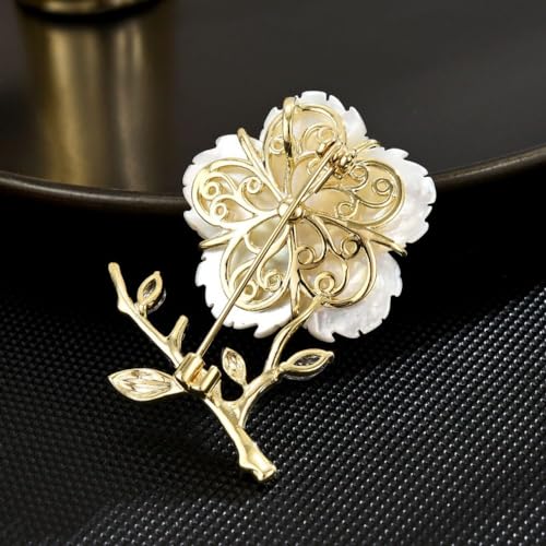Image of Flower Brooch Pin Rhinestones Pearl Flower Brooches Floral Pin Jewelry for Women Girls
