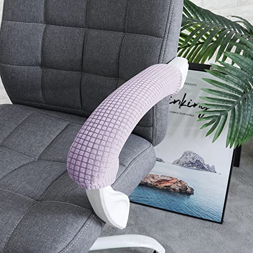 Image of FORCHEER Office Chair Armrest Cover Stretchable Water Resistant Spandex Stretch Jacquard Computer Office Chair Arm Pad Covers Chair Slipcover for Desk Chairs Arm 2P-Purple