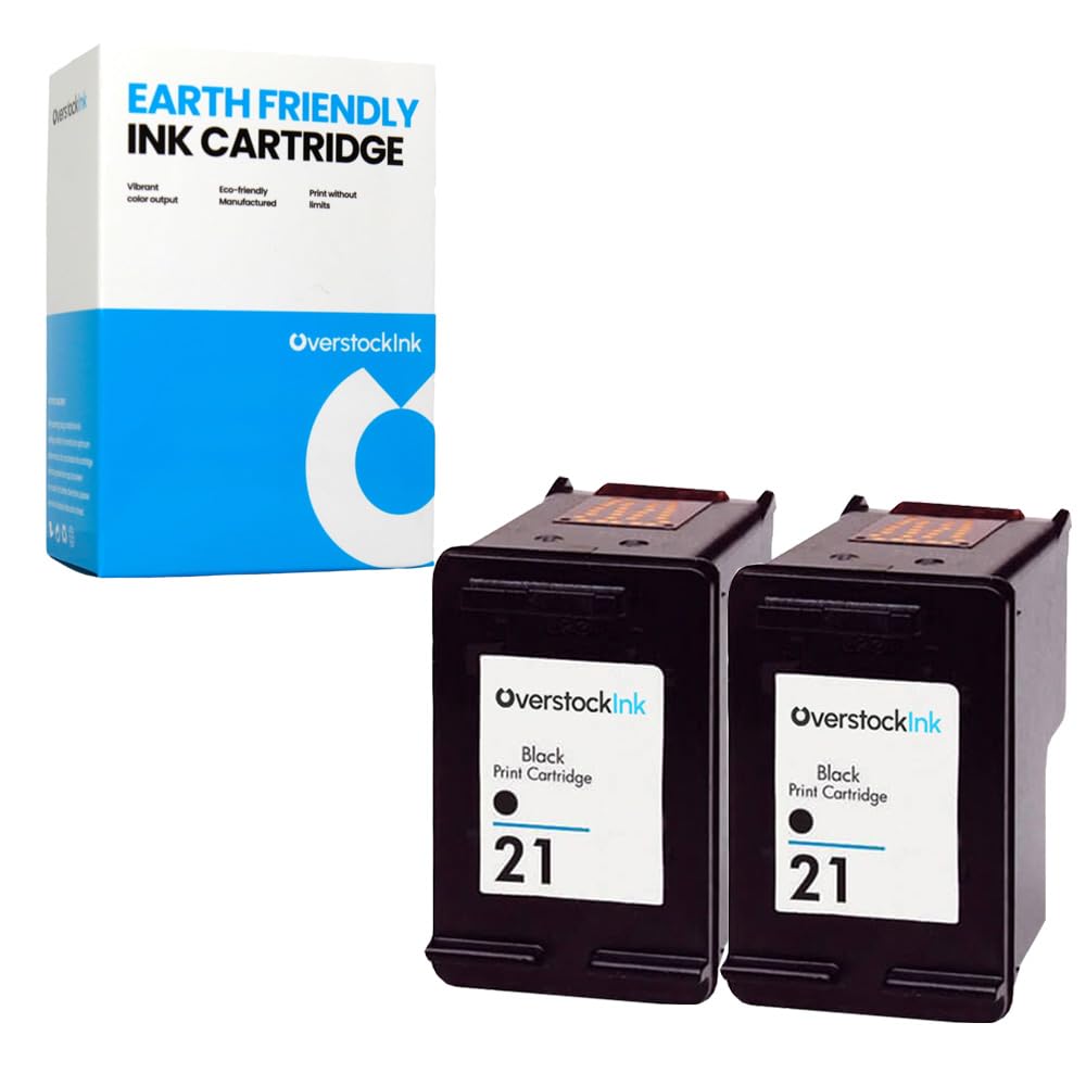 OverstockInk 21 Black Replacement Ink Cartridge for HP Printers (2 Black)