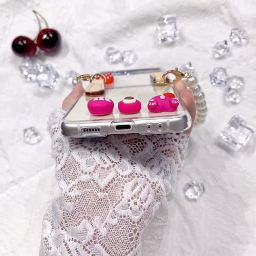 Capa para Samsung Galaxy Z Flip3 / Flip, pulseira criativa diy tridimensional cartoon capa protetora